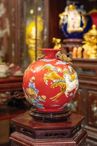  Bình hút tài lộc phong thủy Mã đáo thành công đủ màu cho các bản mệnh gốm Bát Tràng HLVHMD 