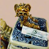  Bộ Đỉnh Hạc Tam sự men Hoàng tộc họa tiết nổi - Gốm Nghệ nhân Bát Tràng 