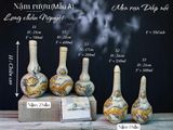  Nậm rượu 2 bầu Rồng Men rạn Đắp nổi PA 