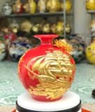  Bình phong thủy thu hút tài lộc Gốm sứ Bát Tràng dát vàng cao cấp HLVHTBDV 
