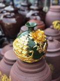  Bình phong thủy thu hút tài lộc Gốm sứ Bát Tràng dát vàng cao cấp HLVHTBDV 