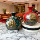  Bình hút lộc Thuận buồm xuôi gió Men Màu đắp nổi - Hàng nghệ nhân Bát Tràng HLHNTB 