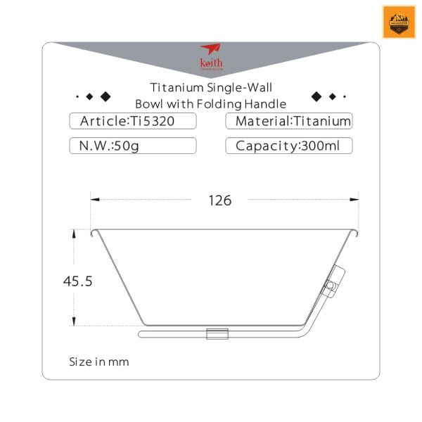 Chén Keith Titanium Bowl with Folding Handle Ti5320
