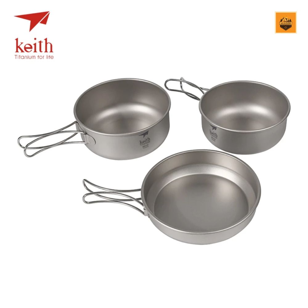 Nồi Keith 3-Piece Titanium Pot and Pan Cook Set Ti6053