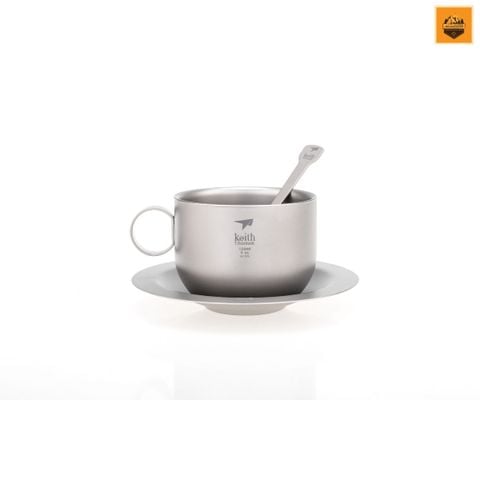 Keith Titanium Coffee cup with saucer and spoon Ti3601