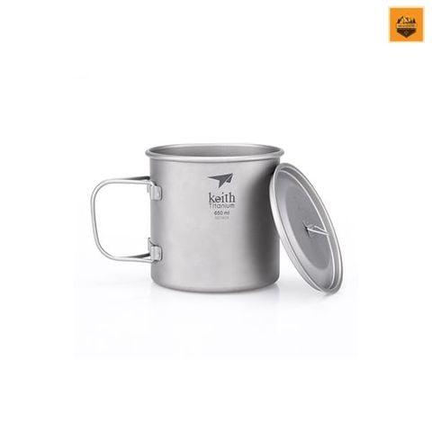 Ca Keith Single-Wall Titanium Mug with Folding Handle and Lid 650ml Ti3208