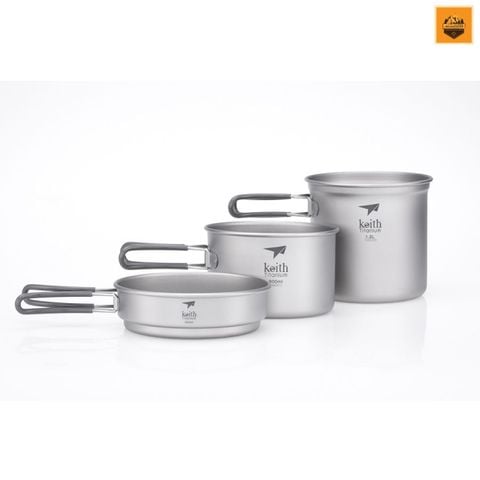 Set Nồi Keith 3-Piece Titanium Pot and Pan Cook Set Ti6014