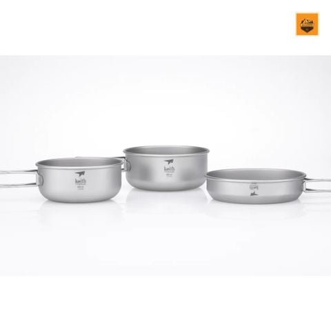 Nồi Keith 3-Piece Titanium Pot and Pan Cook Set Ti6053