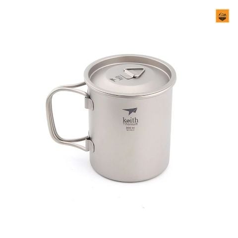 Ca Keith Single-Wall Titanium Mug with Folding Handle and Lid 300ml Ti3201