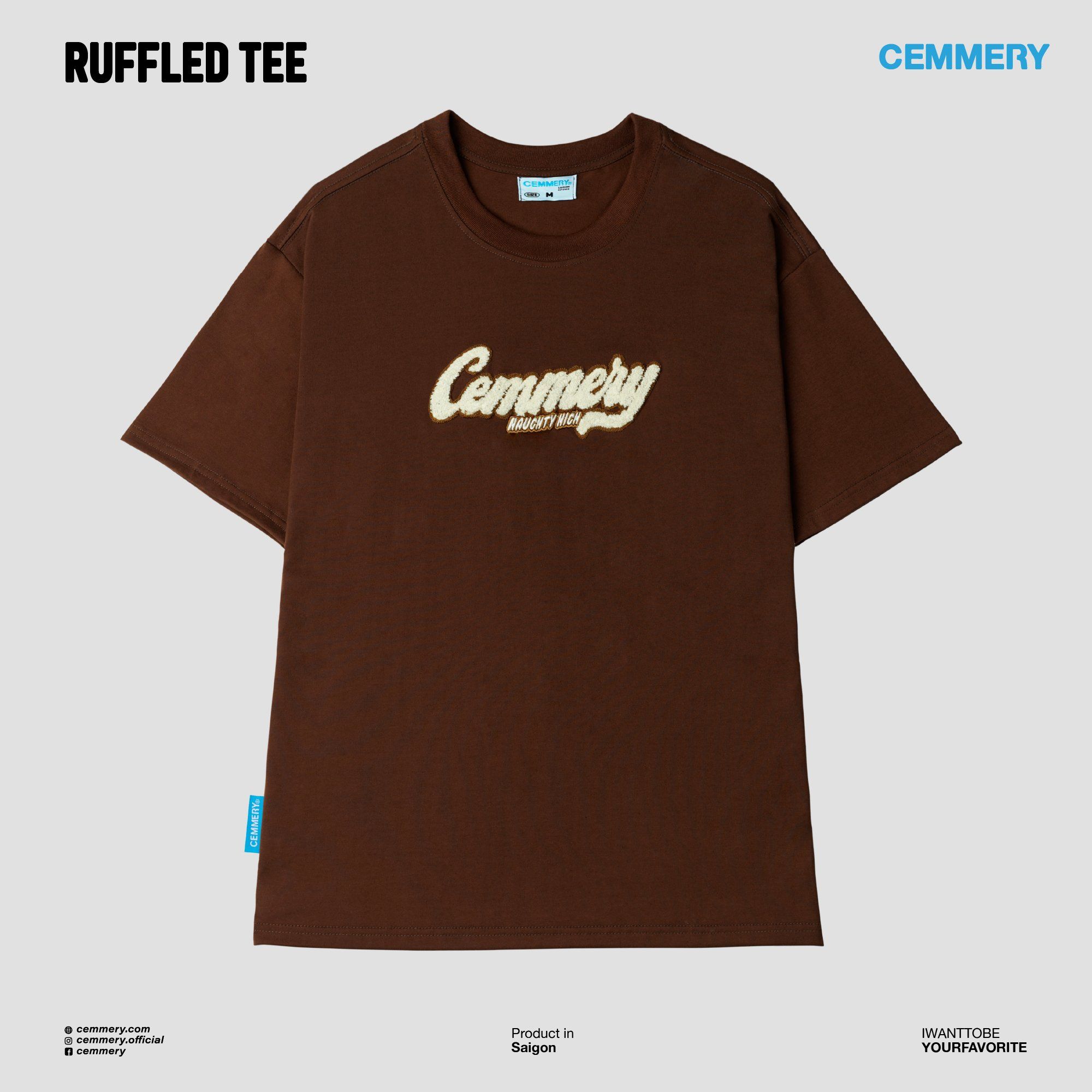  RUFFLED TEE #Brown 