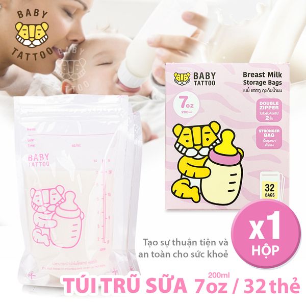  Hộp 32 Túi Trữ Sữa Mẹ, Tiệt Trùng, Khóa Zipper (200ml) 