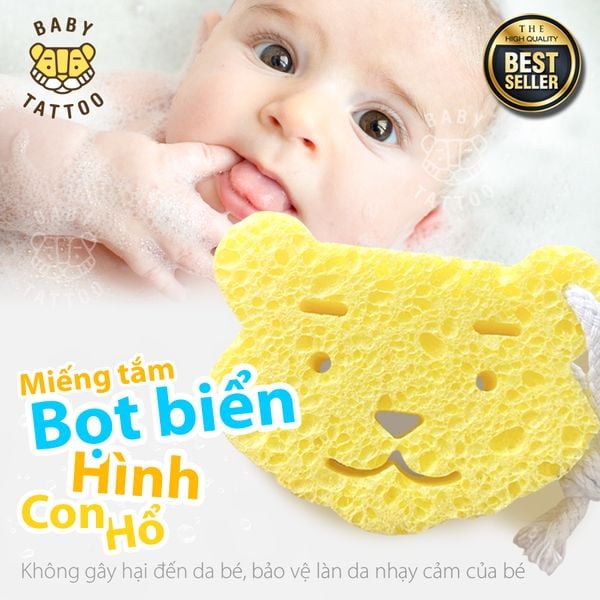  Miếng Tắm Bọt Biển Hình Con Hổ, An Toàn Cho Làn Da Của Bé 