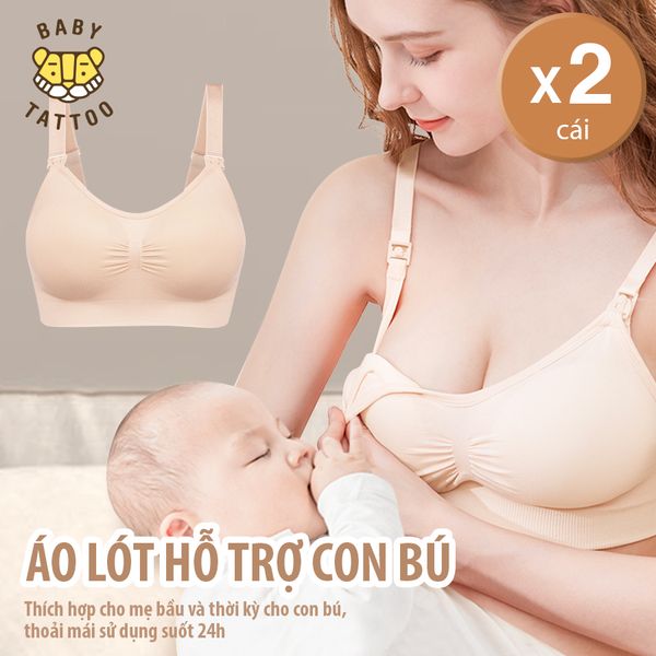  Combo 2 Áo Lót, Áo Ngực Không Gọng, Giúp Định Hình BABY TATTOO Hỗ Trợ Mẹ Bầu Cho Bé Bú 