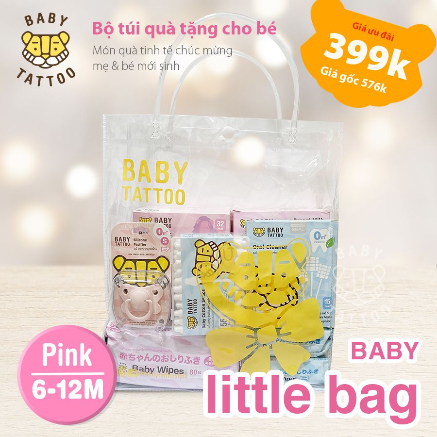  BABY TATTOO Bộ túi quà tặng 8 món cho mẹ và bé từ 0-12 tháng tuổi 