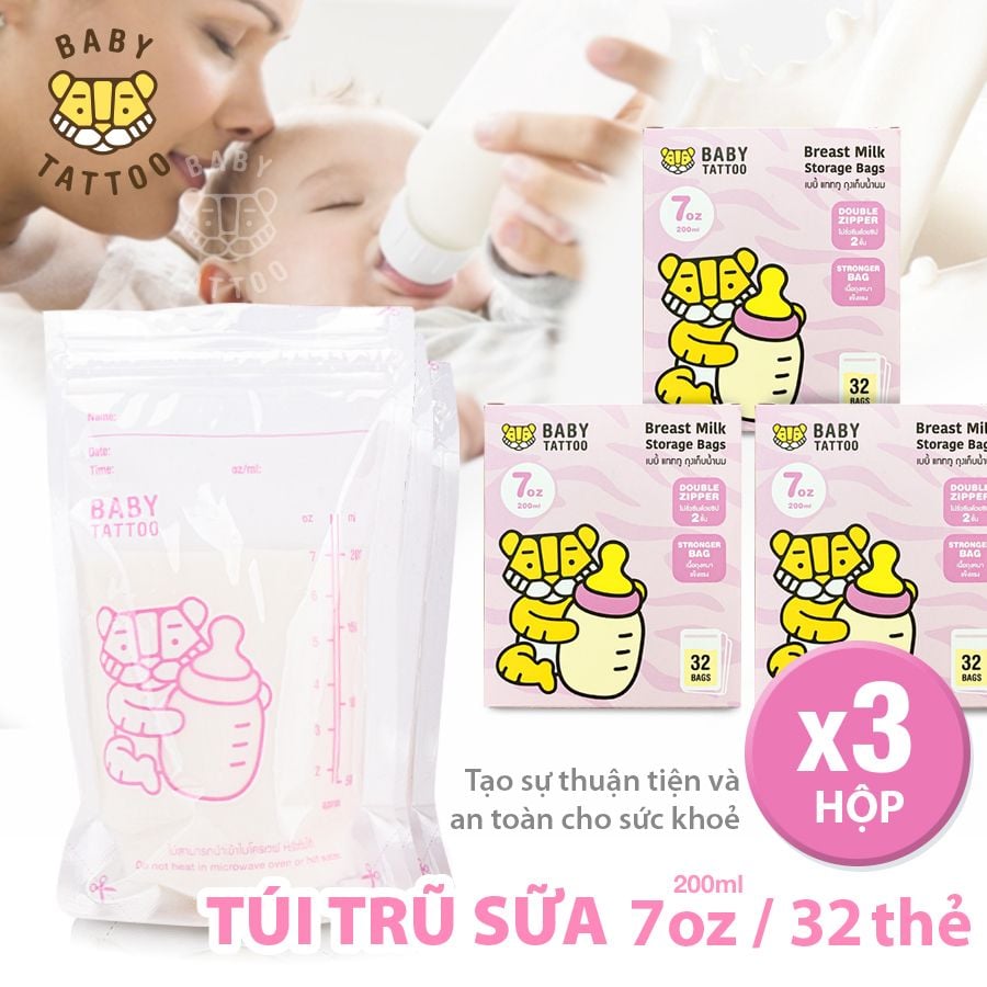  Hộp 32 Túi Trữ Sữa Mẹ, Tiệt Trùng, Khóa Zipper (200ml) 