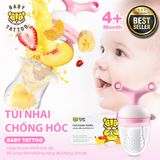  BABY TATTOO Túi Nhai Ăn Dặm Chống Hóc, Đầu Ti Silicone Cho Bé Từ 4 Tháng Tuổi 