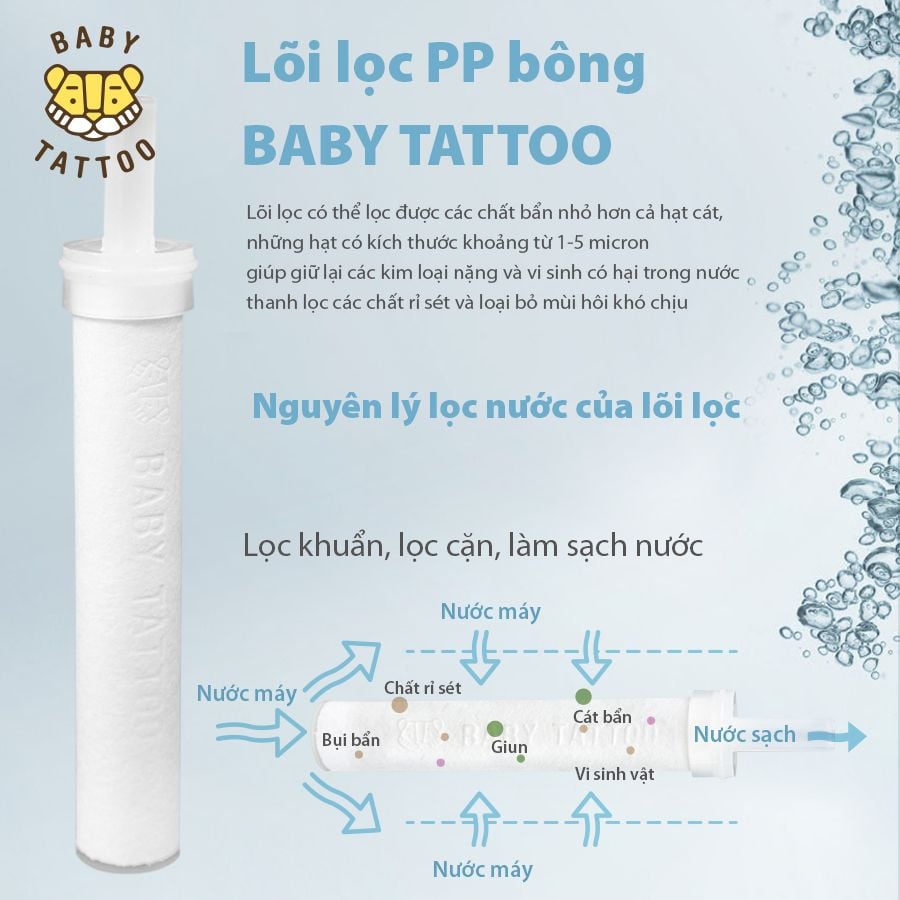  Bộ vòi sen tắm cao cấp Type A lọc nước, khử Clo BABY TATTOO 