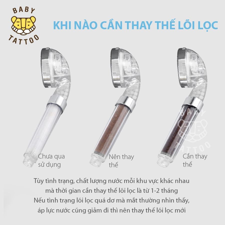  Bộ vòi sen tắm Type B lọc nước, tăng áp BABY TATTOO 