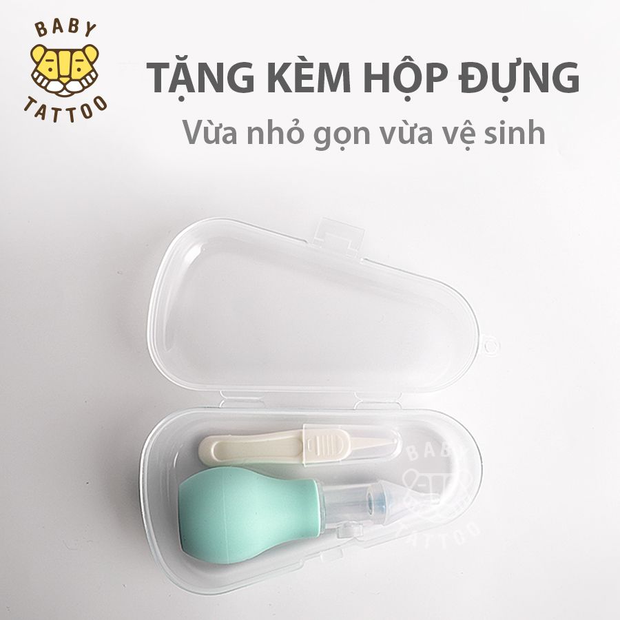  BABY TATTOO Dụng cụ hút dịch mũi đầu Silicone kèm nhíp an toàn cho bé 