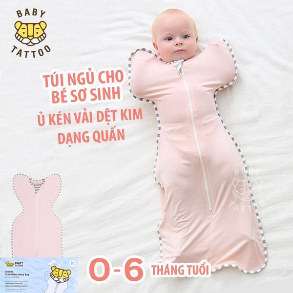  BABY TATTOO Túi Ngủ, Ủ Kén Vải Dệt Kim Dạng Quấn Cho Bé Sơ Sinh Từ 0-6 Tháng Tuổi 