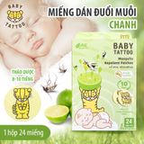  Miếng Dán Chống Muỗi, Côn Trùng Cho Trẻ Em Chiết Xuất Thiên Nhiên, Hương Thảo Dược Nhẹ Nhàng, Hộp 24 Miếng BABY TATTOO 