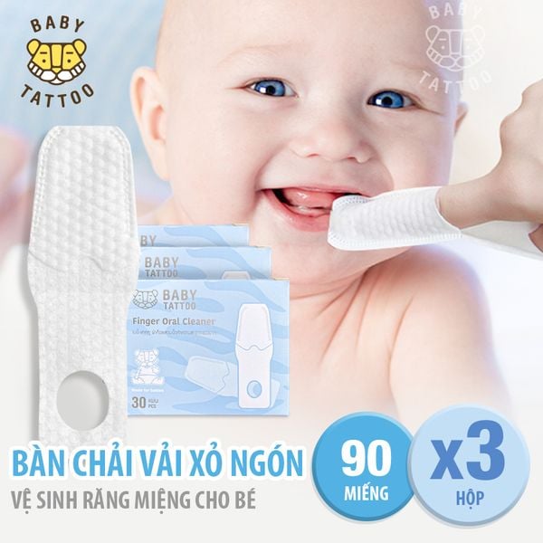  BABY TATTOO Bàn Chải Vải Xỏ Ngón Làm Sạch Rặng Miệng Cho Bé Từ 0-2 Tuổi, Hộp 30 cái 