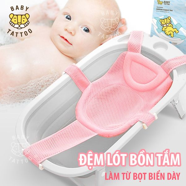  BABY TATTOO Đệm Lót Bồn Tắm Dạng Lưới Tổ Ong, Khoá 5 Chiều Chắc Chắn An Toàn, Giúp Bảo Vệ Cột Sống Cho Bé 