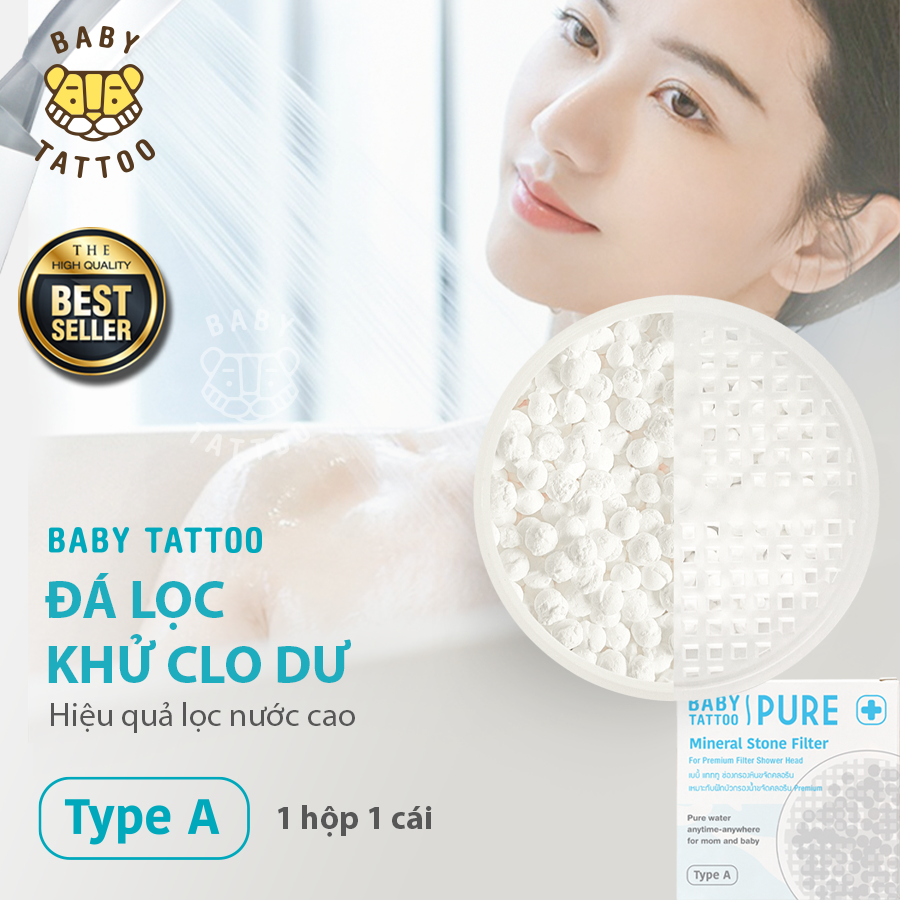  Hộp Lọc Đá Khử Clo Dư Thay Thế Cho Vòi Sen Tắm Cao Cấp Lọc Nước Type A BABY TATTOO 