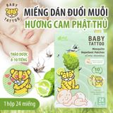  Miếng Dán Chống Muỗi, Côn Trùng Cho Trẻ Em Chiết Xuất Thiên Nhiên, Hương Thảo Dược Nhẹ Nhàng, Hộp 24 Miếng BABY TATTOO 