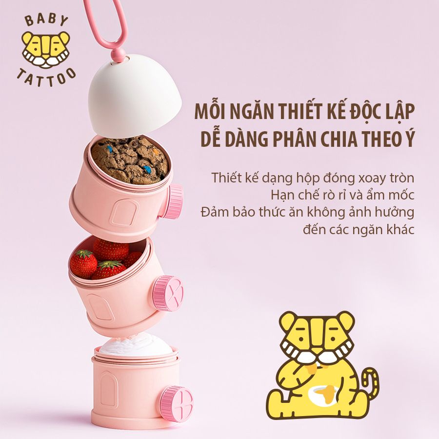  Hộp Chia Bột Sữa, Thức Ăn Nhiều Ngăn, Tiện Lợi, Đa Năng BABY TATTOO 