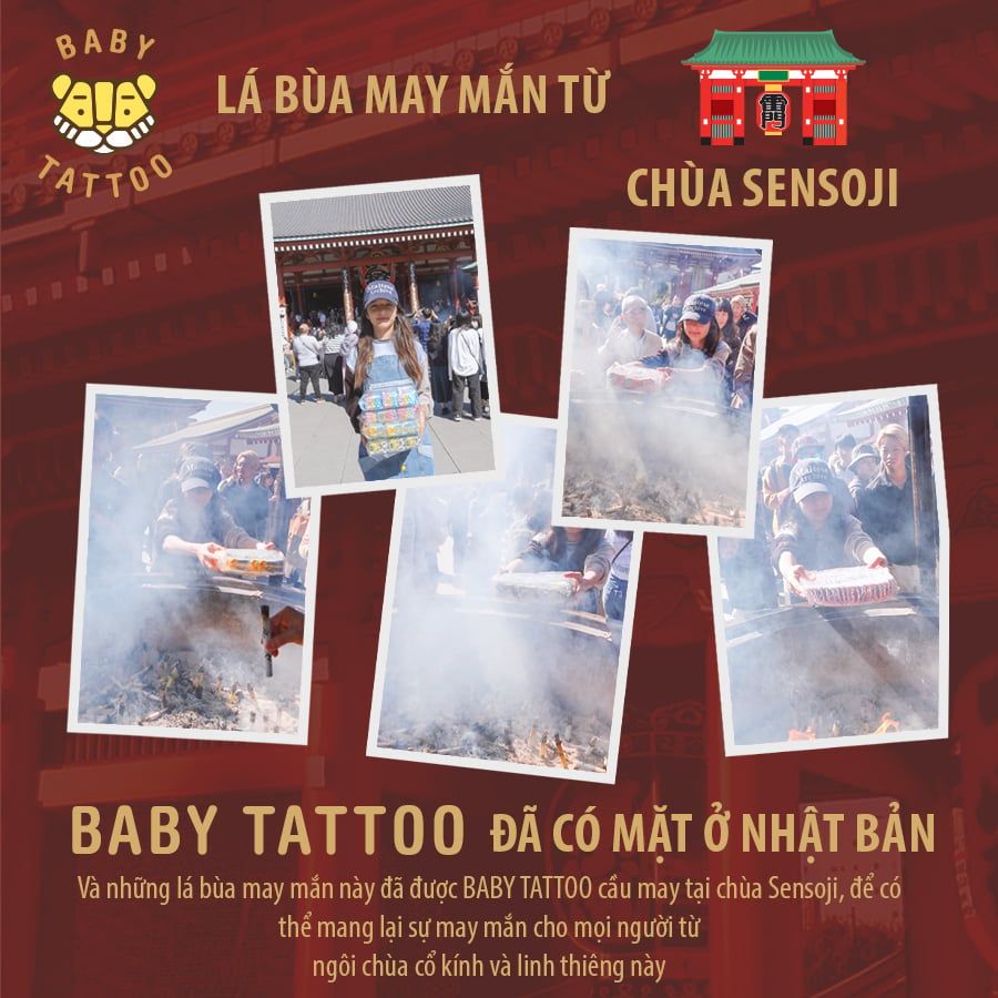  Bùa May Mắn BABY TATTOO Từ Chùa Sensoji Nhật Bản 