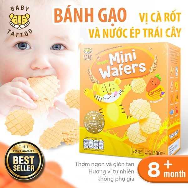  BABY TATTOO Bánh Gạo Mini Wafer Vị Rau Củ Cho Bé Từ 8 Tháng Tuổi 