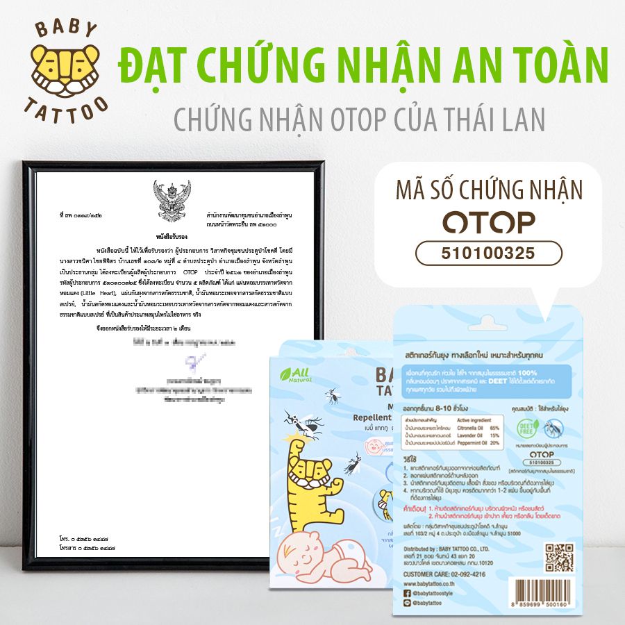  Miếng Dán Chống Muỗi, Côn Trùng Cho Trẻ Em Chiết Xuất Thiên Nhiên, Hương Thảo Dược Nhẹ Nhàng, Hộp 24 Miếng BABY TATTOO 