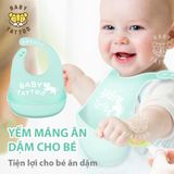  BABY TATTOO Yếm Ăn Dặm Cho Bé Chất liệu Silicone Mềm Mại Cao Cấp Có Máng Hứng Lớn 