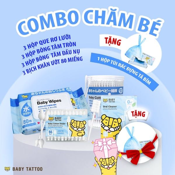  [TẶNG KÈM 1 HỘP TÚI RÁC ĐỰNG TÃ BỈM] Combo Vệ Sinh Cá Nhân, Chăm Sóc Bé Yêu 