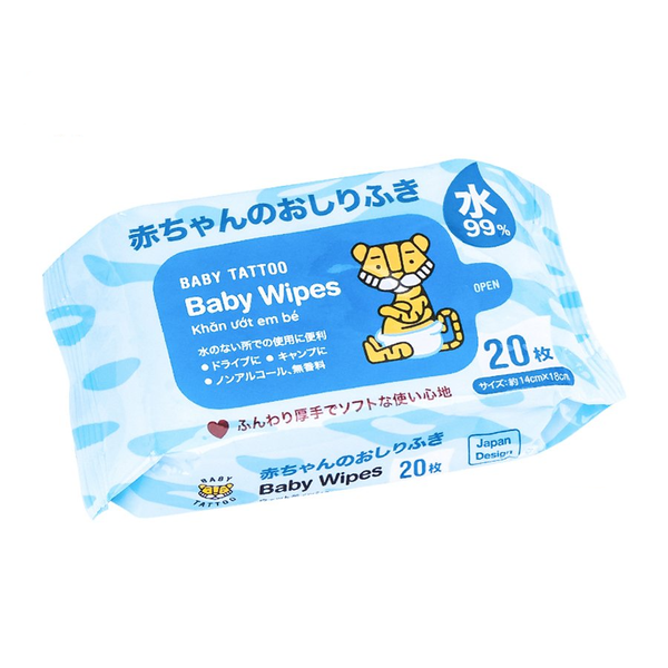  Khăn Giấy Ướt Cho Bé Không Mùi, Gói 20 Miếng 