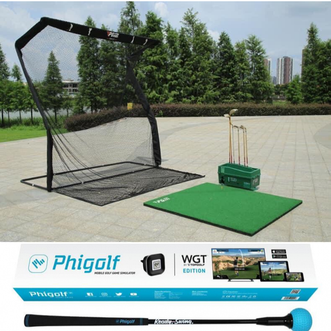[H.I.O 3D] Combo tập golf bao gồm Khung tập golf, thảm swing golf, phigolf 3D, máy nhả bóng tự động