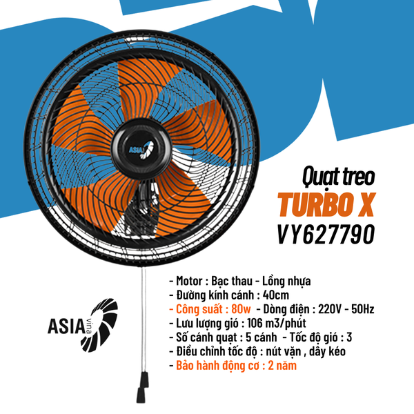[MỚI 2024] Quạt treo bán công nghiệp ASIA TURBO X - 80W - Bảo hành 24 tháng