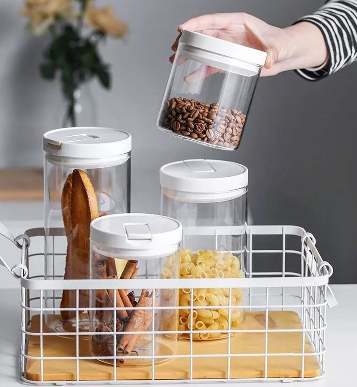 Hũ thuỷ tinh tròn đựng thực phẩm, hạt, ngũ cốc