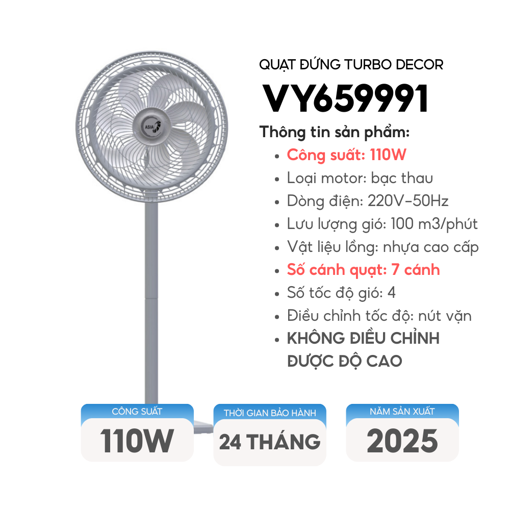 Quạt đứng ASIAVINA Turbo Decor VY659991