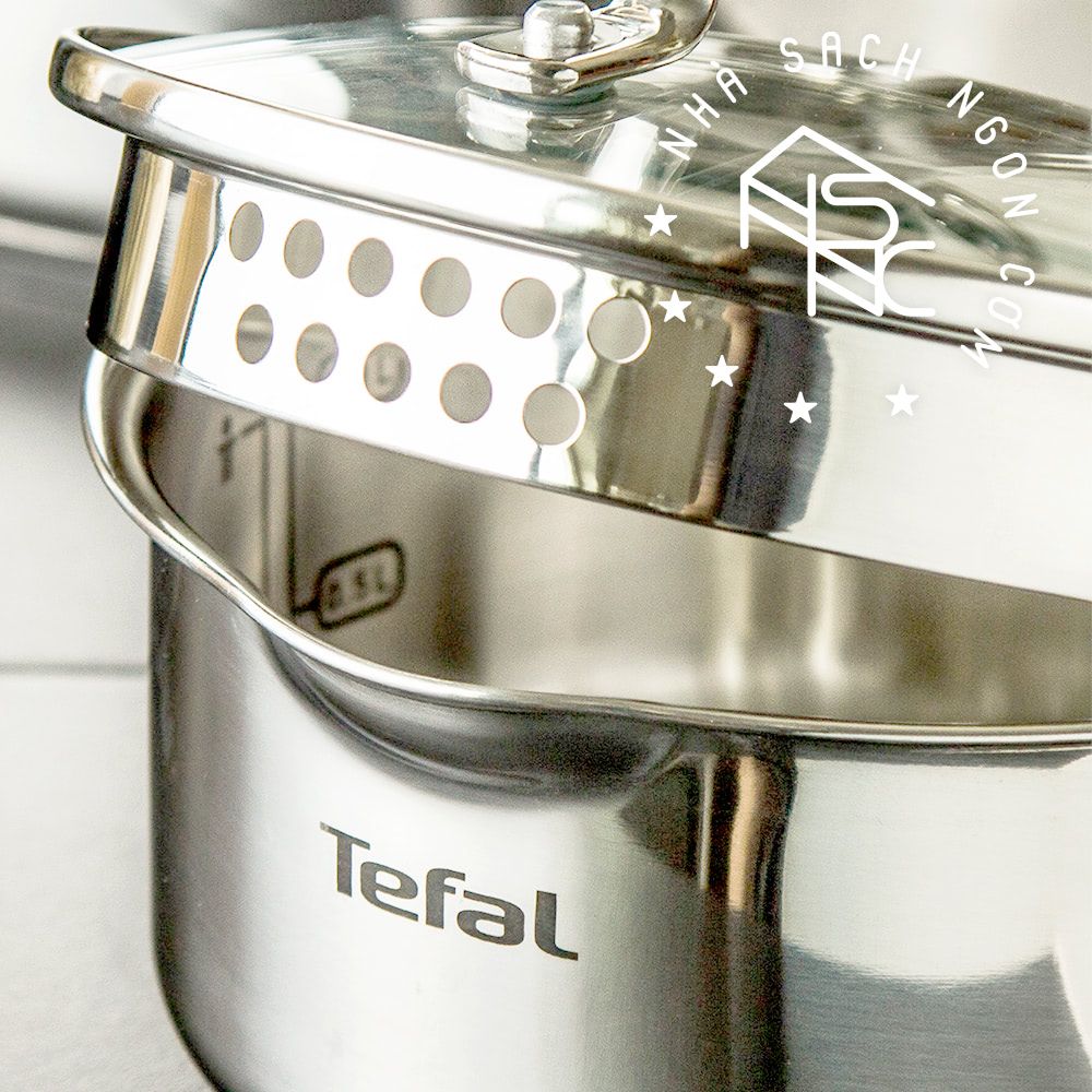 Bộ 3 nồi inox Tefal Duetto Plus (Quánh 16cm - 1.4L, Nồi 20cm - 2.8L, Nồi 24cm - 4.9L)