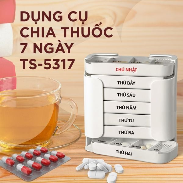 Bộ chia thuốc 7 ngày, 4 buổi 1 ngày, tiếng Việt cho người lớn tuổi