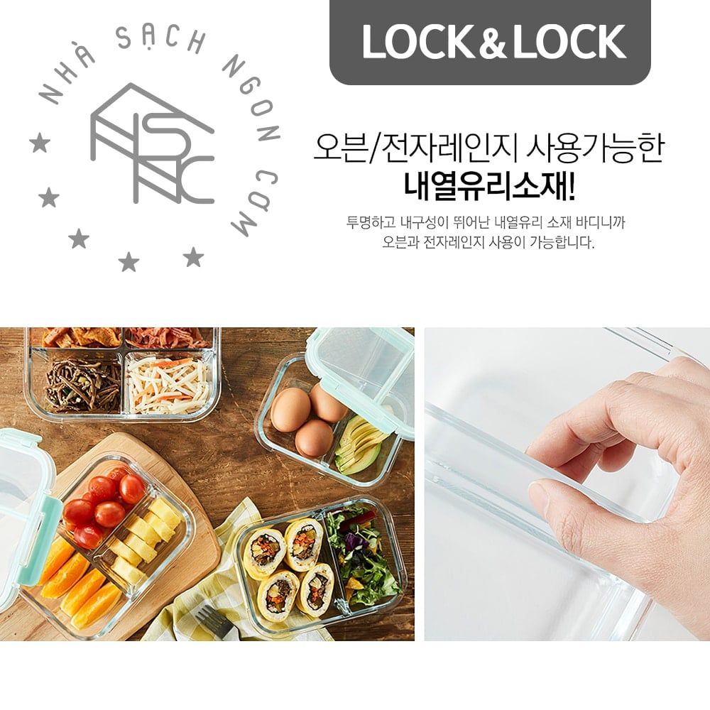 Hộp thủy tinh Lock&Lock 2 ngăn Glass Food Container 600ml - LLG456