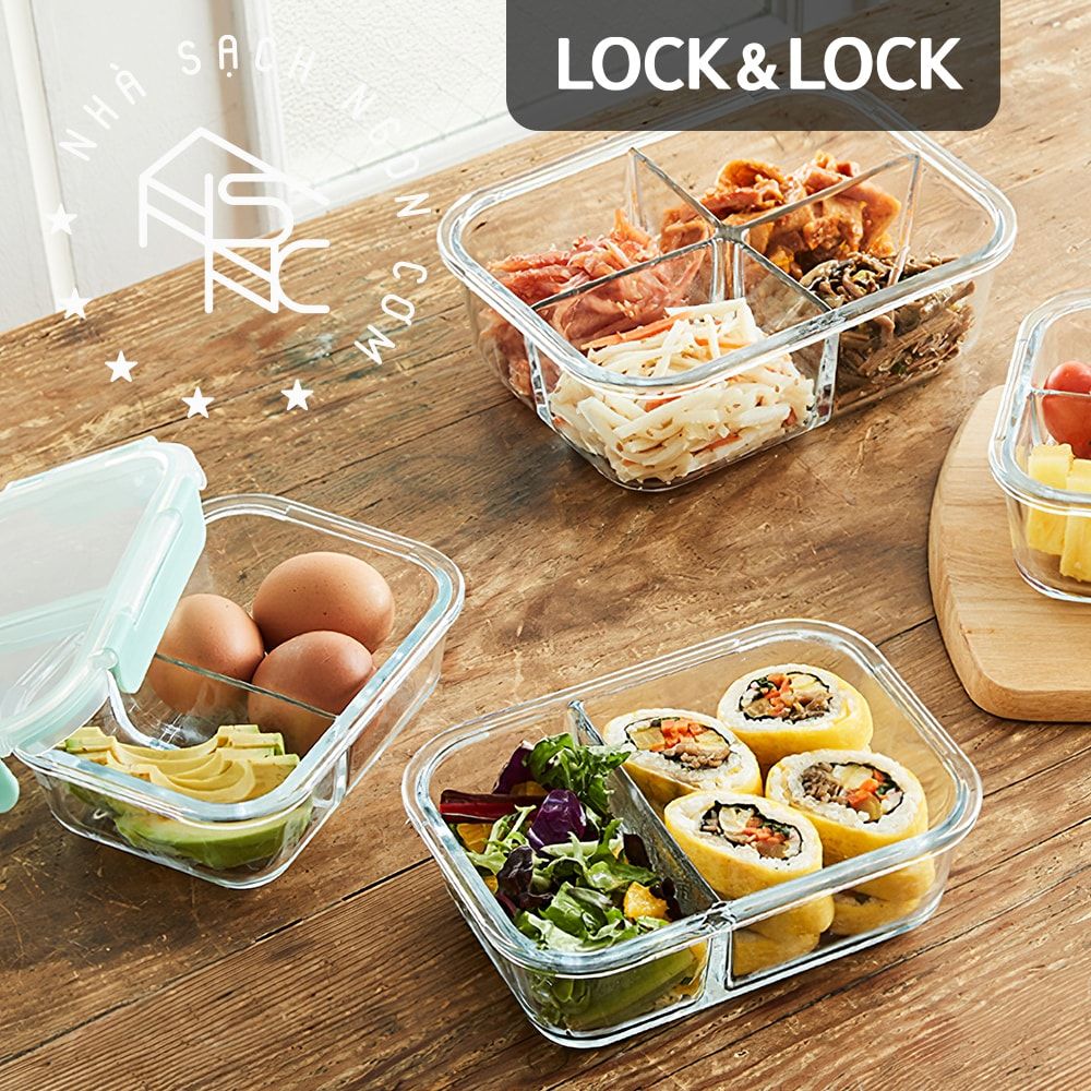Hộp thủy tinh Lock&Lock 2 ngăn Glass Food Container 600ml - LLG456