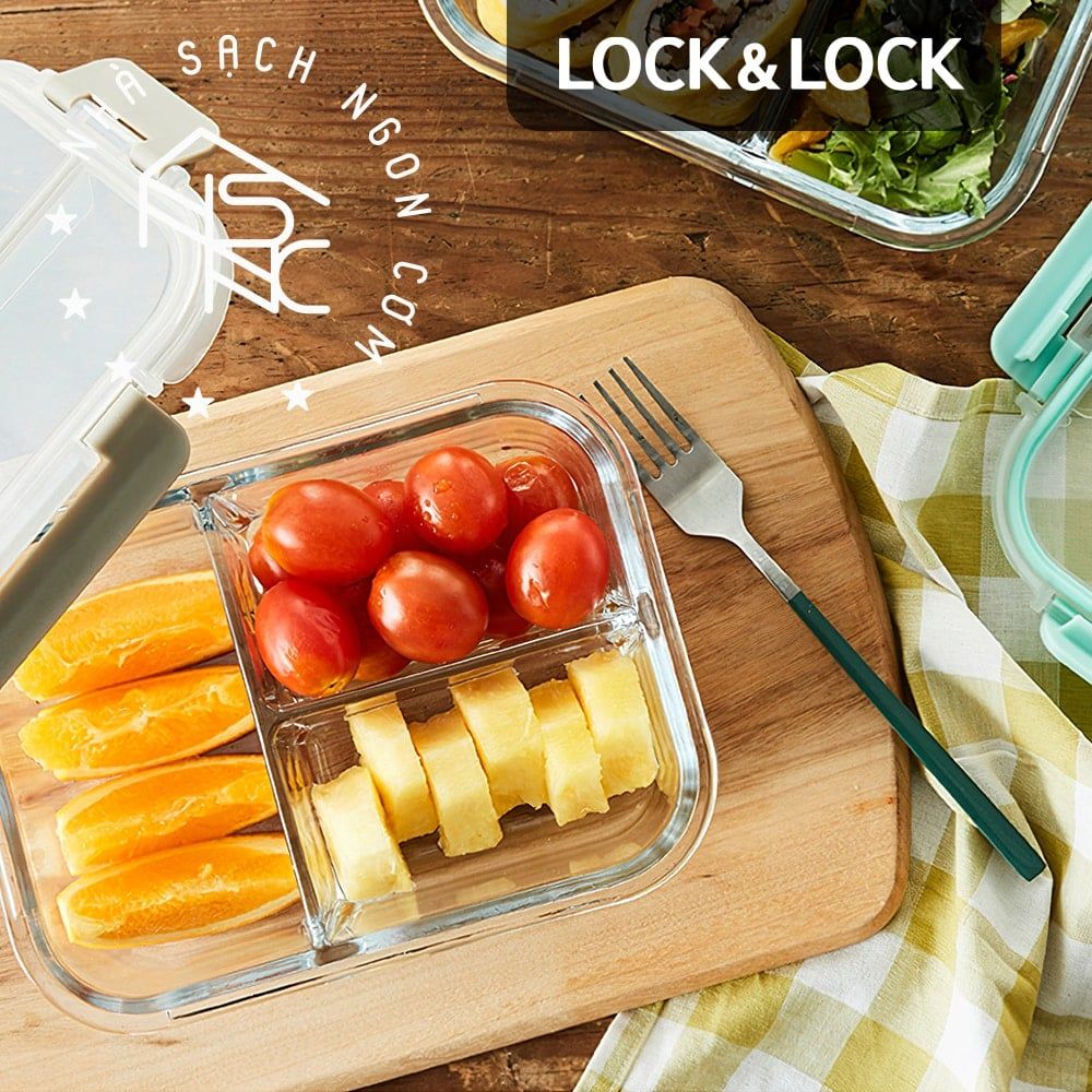 Hộp thủy tinh Lock&Lock 2 ngăn Glass Food Container 600ml - LLG456