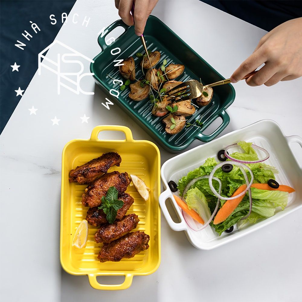 Đĩa nướng gốm có quai phong cách Bắc Âu SIYUE SY1436
