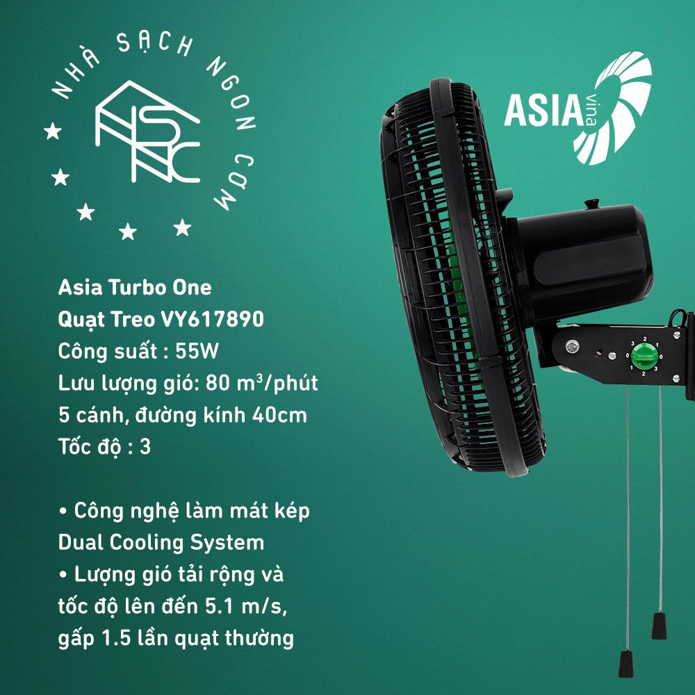  [HỎA TỐC 2H] Quạt Asia TURBO ONE Tropical Garden - Công suất 55W - Hàng chính hãng, Bảo hành 24 tháng 