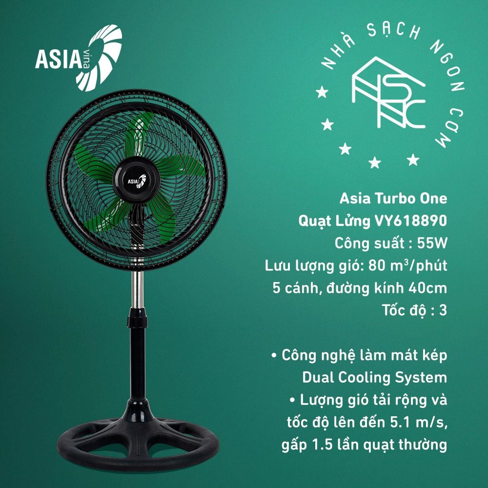  [HỎA TỐC 2H] Quạt Asia TURBO ONE Tropical Garden - Công suất 55W - Hàng chính hãng, Bảo hành 24 tháng 