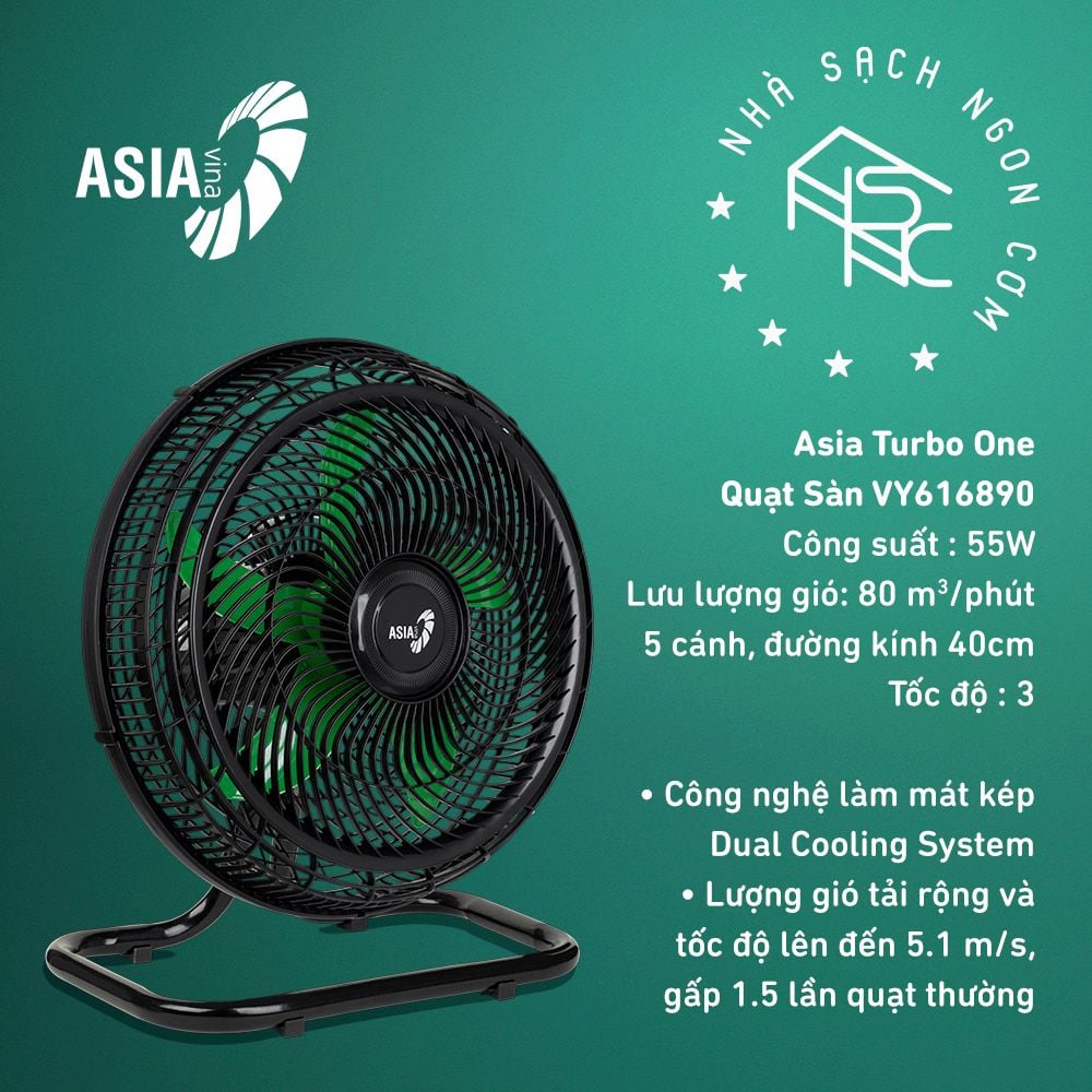 [HỎA TỐC 2H] Quạt Asia TURBO ONE Tropical Garden - Công suất 55W - Hàng chính hãng, Bảo hành 24 tháng