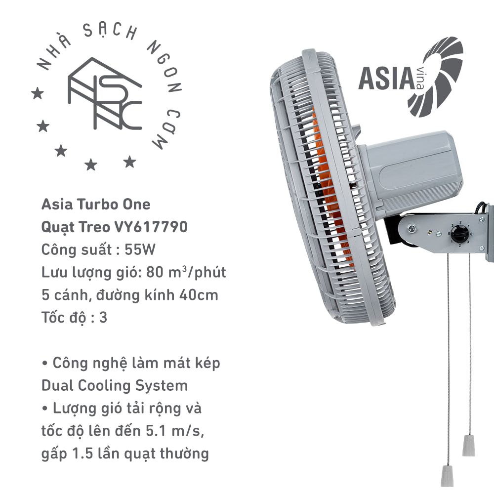 [HỎA TỐC 2H] Quạt Asia TURBO ONE Terra Cotta - Công suất 55W - Hàng chính hãng, Bảo hành 24 tháng